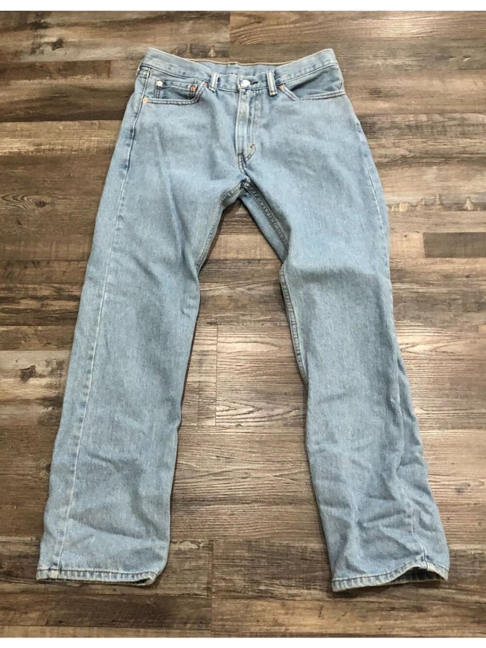 Levi's 505 Mens 33x32 Straight Leg Light Wash Cotton Blue Jeans
